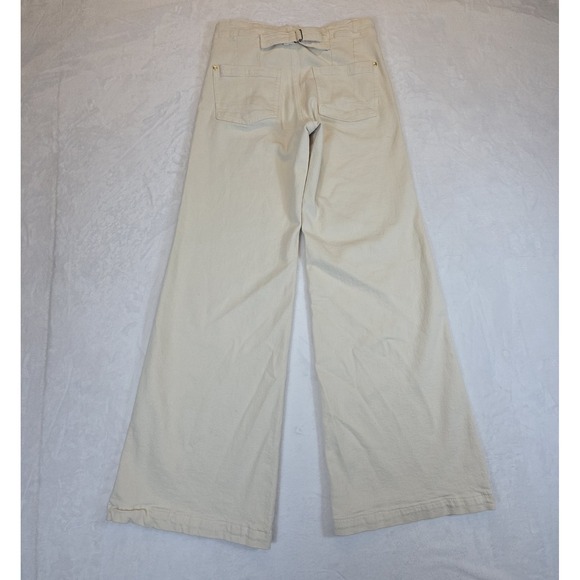 Pilcro The Kit Women 28 Beige Wide Leg Utility Khakis Trouser Pockets Buckle - Picture 5 of 12